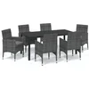 Image de vidaXL - 7-delige - Tuinset - met - kussens - poly - rattan - grijs