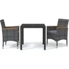 Image de vidaXL - 3-delige - Tuinset - met - kussens - poly - rattan - grijs