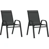 Image de vidaXL - Tuinstoelen - stapelbaar - 2 - st - textileen - stof - zwart