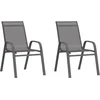 Image de vidaXL - Tuinstoelen - stapelbaar - 2 - st - textileen - stof - grijs