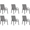 Image de vidaXL - Tuinstoelen - stapelbaar - 6 - st - textileen - stof - grijs