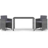 Image de vidaXL - 3-delige - Tuinset - met - kussens - poly - rattan - grijs