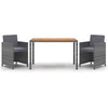 Image de vidaXL - 3-delige - Tuinset - met - kussens - poly - rattan - grijs