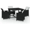 Image de vidaXL - 5-delige - Tuinset - met - kussens - poly - rattan - zwart