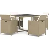 Image de vidaXL - 5-delige - Tuinset - met - kussens - poly - rattan - beige