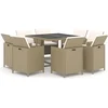 Image de vidaXL - 9-delige - Tuinset - met - kussens - poly - rattan - beige