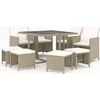 Image de vidaXL - 9-delige - Tuinset - met - kussens - poly - rattan - beige