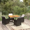Image de vidaXL - 5-delige - Tuinset - met - kussens - poly - rattan - zwart