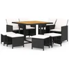 Image de vidaXL - 9-delige - Tuinset - met - kussens - poly - rattan - zwart