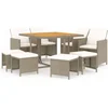 Image de vidaXL - 9-delige - Tuinset - met - kussens - poly - rattan - beige