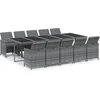 Image de vidaXL - 11-delige - Tuinset - met - kussens - poly - rattan - grijs