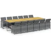 Image de vidaXL - 13-delige - Tuinset - met - kussens - poly - rattan - grijs