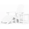 Image de vidaXL - Tuinstoel - Adirondack - met - voetenbank - en - tafel - HDPE - wit