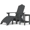Image de vidaXL - Tuinstoel - Adirondack - met - voetenbank - tafel - HDPE - antracietkleurig