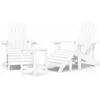 Image de vidaXL - Tuinstoelen - Adirondack - met - voetenbank - en - tafel - HDPE - wit