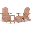 Image de vidaXL - Tuinstoelen - Adirondack - met - voetenbank - en - tafel - HDPE - bruin