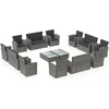 Image de vidaXL - 16-delige - Loungeset - met - kussens - poly - rattan - grijs