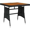 Image de vidaXL - Tuintafel - 70x70x72 - cm - poly - rattan - en - massief - acaciahout - zwart