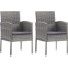 Image de vidaXL - Tuinstoelen - 2 - st - met - donkergrijze - kussens - poly - rattan - grijs