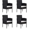 Image de vidaXL - Tuinstoelen - 4 - st - met - crèmewitte - kussens - poly - rattan - zwart