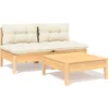 Image de vidaXL - 3-delige - Loungeset - met - crèmekleurige - kussens - grenenhout