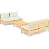 Image de vidaXL - 5-delige - Loungeset - met - crèmekleurige - kussens - grenenhout