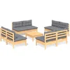 Image de vidaXL - 9-delige - Loungeset - met - grijze - kussens - grenenhout