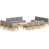 Image de vidaXL - 13-delige - Loungeset - met - grijze - kussens - grenenhout