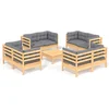 Image de vidaXL - 9-delige - Loungeset - met - grijze - kussens - grenenhout