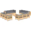 Image de vidaXL - 13-delige - Loungeset - met - grijze - kussens - grenenhout