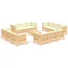 Image de vidaXL - 13-delige - Loungeset - met - crèmekleurige - kussens - grenenhout