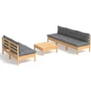 Image de vidaXL - 6-delige - Loungeset - met - grijze - kussens - grenenhout