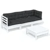 Image de vidaXL - 4-delige - Loungeset - met - antracietkleurige - kussens - grenenhout