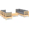 Image de vidaXL - 7-delige - Loungeset - met - grijze - kussens - grenenhout