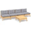 Image de vidaXL - 5-delige - Loungeset - met - grijze - kussens - grenenhout