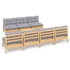 Image de vidaXL - 8-delige - Loungeset - met - grijze - kussens - grenenhout