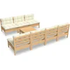 Image de vidaXL - 8-delige - Loungeset - met - crèmekleurige - kussens - grenenhout