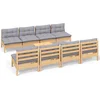 Image de vidaXL - 9-delige - Loungeset - met - grijze - kussens - grenenhout