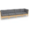 Image de vidaXL - 4-delige - Loungeset - met - grijze - kussens - massief - grenenhout