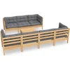 Image de vidaXL - 8-delige - Loungeset - met - grijze - kussens - massief - grenenhout