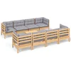 Image de vidaXL - 9-delige - Loungeset - met - grijze - kussens - grenenhout