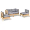 Image de vidaXL - 4-delige - Loungeset - met - grijze - kussens - massief - grenenhout