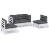 Image de vidaXL - 4-delige - Loungeset - met - kussens - massief - grenenhout