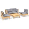 Image de vidaXL - 5-delige - Loungeset - met - grijze - kussens - massief - grenenhout