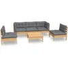 Image de vidaXL - 6-delige - Loungeset - met - grijze - kussens - massief - grenenhout