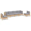 Image de vidaXL - 6-delige - Loungeset - met - grijze - kussens - grenenhout