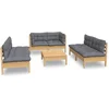 Image de vidaXL - 7-delige - Loungeset - met - grijze - kussens - grenenhout