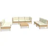 Image de vidaXL - 8-delige - Loungeset - met - crèmekleurige - kussens - massief - grenenhout