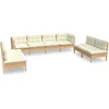 Image de vidaXL - 8-delige - Loungeset - met - crèmekleurige - kussens - massief - grenenhout