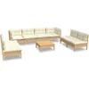 Image de vidaXL - 9-delige - Loungeset - met - crèmekleurige - kussens - massief - grenenhout